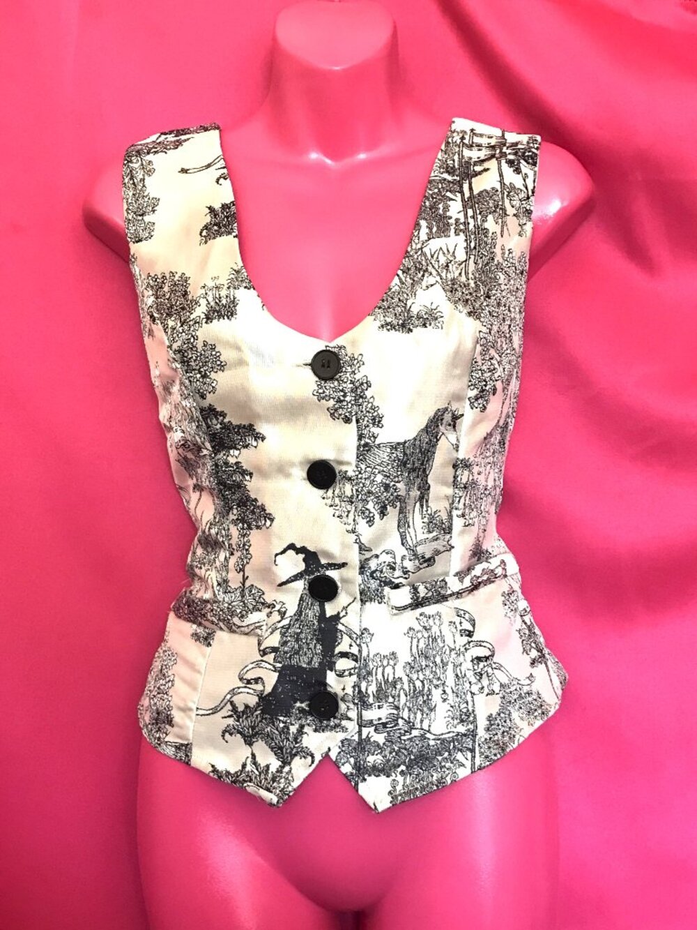 nwt NEW halloween witch toile goth vest size large spooky toile